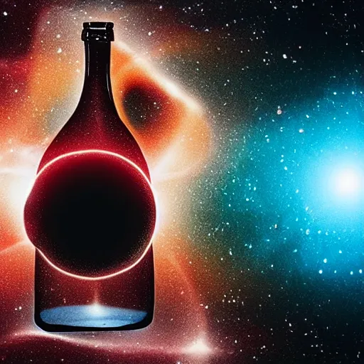 Prompt: black hole in a bottle, cinematic