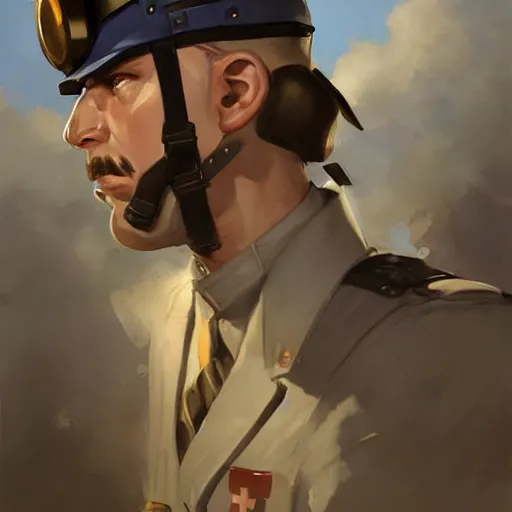 Image similar to portrait of medic from team fortress 2, epic, tragic, military art, fantasy, dieselpunk, hd shot, digital portrait, beautiful, artstation, comic style, by artgerm, guy denning, jakub rozalski, magali villeneuve and charlie bowater