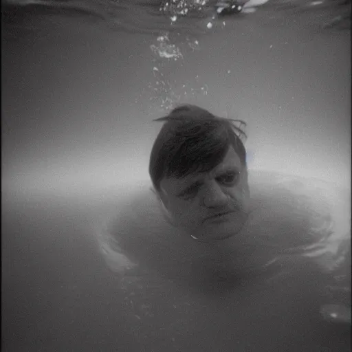 Prompt: mark e smith swimming deep under the ocean, picture taken from submarine, highly detailed, 4 k