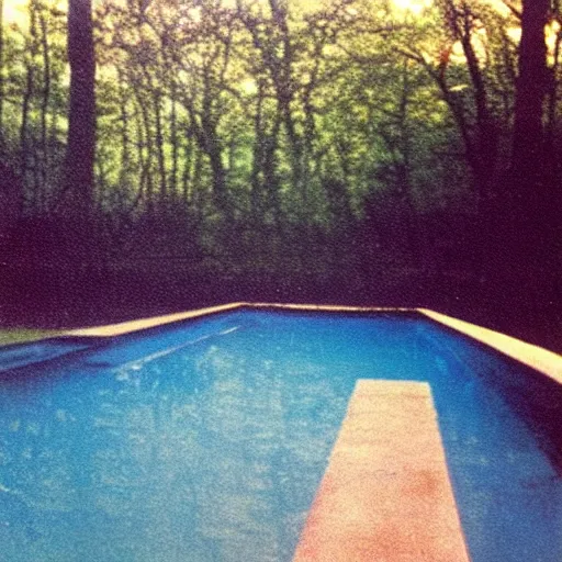 Image similar to Beautiful colored-photo cameraphone 2005 soft liminal Photograph of an infinite dark walkway pool