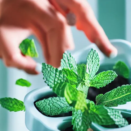 Prompt: a dog paw reaching for a mint in a container while many other hands are reaching for the same mint