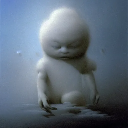 Image similar to cute cloud person by Zdzslaw Beksinski