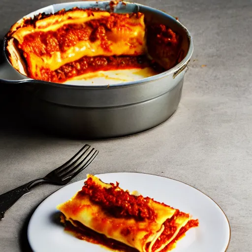 Prompt: a photograph of a fat orange cat eating lasagna, cooked to perfection, chefs table, netflix, gourmet, three michelin star