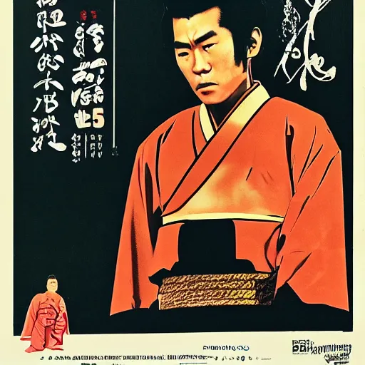 Prompt: full sized movie poster of a 1 9 6 0 s samurai film, highly detailed,