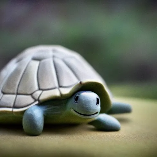 Image similar to turtle made by studio ghibli, digital art, soft focus, depth of field, hdr, serene