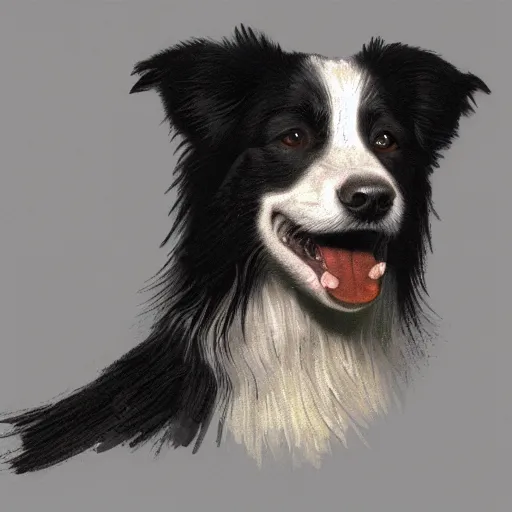 Image similar to a border collie by vincent van gogh, digital art, trending on artstation