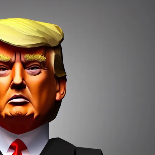 Prompt: Donald Trump 3d render, low poly, ray tracing