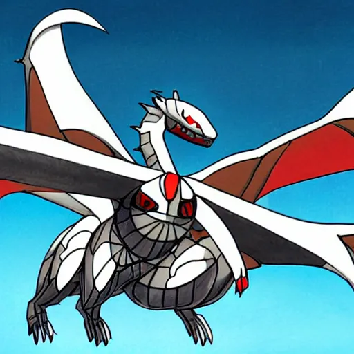Prompt: steel type aeroplane dragon pokemon, ken sugimori art