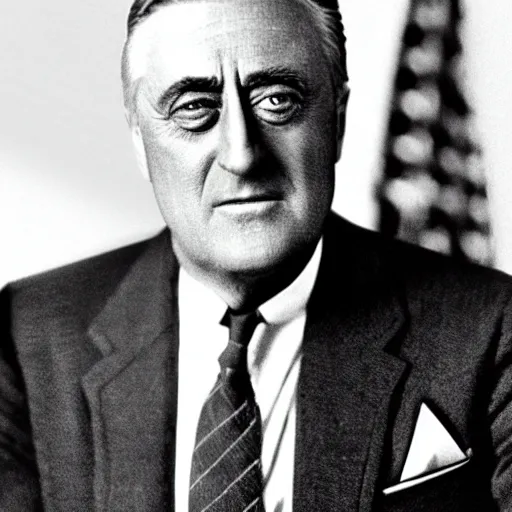 Prompt: Portrait photography of Franklin Roosevelt as a star trek: the next generation officer