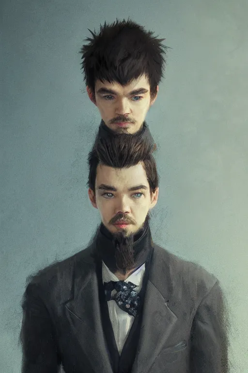 Image similar to a fancy portrait of jacksepticeye wearing posh clothes by Greg Rutkowski, Sung Choi, Mitchell Mohrhauser, Maciej Kuciara, Johnson Ting, Peter Konig, Bloodborne, 35mm, 8k photorealistic, cinematic lighting, HD, high detail, atmospheric,