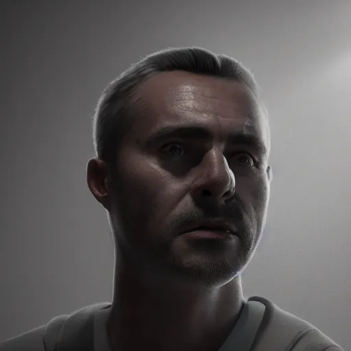 Image similar to Robert p Ottone in extremely moody lighting, glowing light and shadow, atmospheric, fine art, trending, featured, 8k, photorealistic, complex,symmetrical , 3-point perspective, hyper detailed, unreal engine 5, IMAX quality, cinematic, high resolution, 3D, PBR, path tracing, volumetric lighting, octane render, arnold render