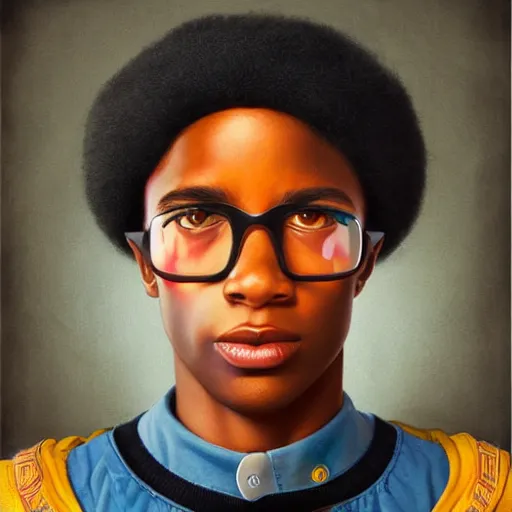 Image similar to Stockholm city portrait, black boy, Pixar style, by Tristan Eaton Stanley Artgerm and Tom Bagshaw.