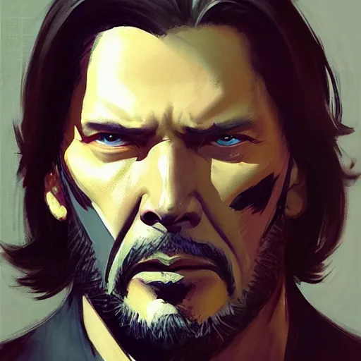 Image similar to greg manchess portrait painting of partially armored john wick as overwatch character, medium shot, asymmetrical, profile picture, organic painting, sunny day, matte painting, bold shapes, hard edges, street art, trending on artstation, by huang guangjian, gil elvgren, ruan jia, greg rutkowski, gaston bussiere