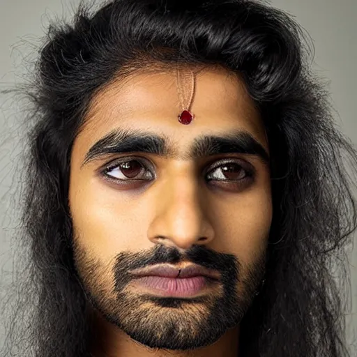 Prompt: an indian man with a nose ring and bleached blonde hair