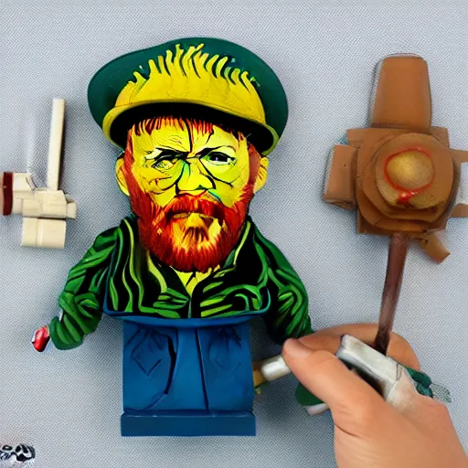 Image similar to van gogh, stop motion vinyl action figure, plastic, toy, butcher billy style