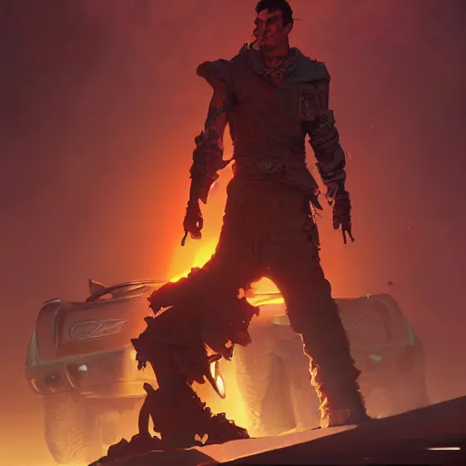 Image similar to hero world mad max, behance hd by jesper ejsing, by rhads, makoto shinkai and lois van baarle, ilya kuvshinov, rossdraws global illumination