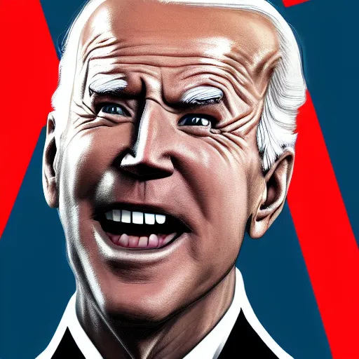 Image similar to A giant join in the joe biden's mouth, smoke, amazing detail, realistic digital art, artstation