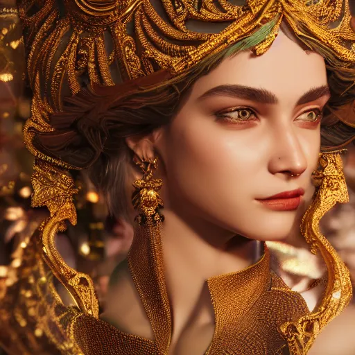 Image similar to portrait of wonderful princess, glowing, ornate and intricate, jaw dropping, dynamic lighting, intricate and detailed, 4 k octane render