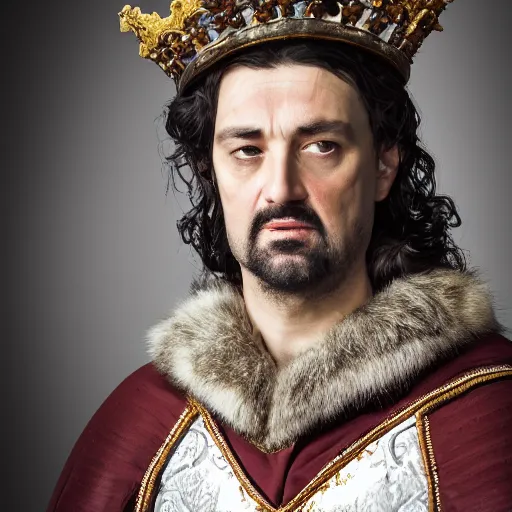 Image similar to richard iv the roman king photo, real human, soft studio lighting, 6 0 mm lens