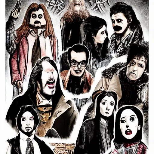 Image similar to what we do in the shadows production photos in the style of steve ditko 1 megapixel