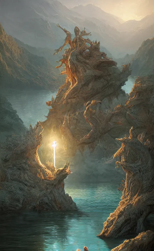 Prompt: lake godness, highly detailed, d & d, water everwhere fantasy, highly detailed, digital painting, trending on artstation, concept art, sharp focus, global illumination, ray tracing, illustration, art by artgerm and greg rutkowski and fuji choko and viktoria gavrilenko and hoang lap