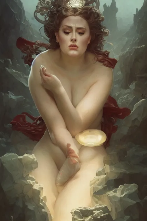 Image similar to adele, D&D, fantasy, intricate, cinematic lighting, highly detailed, beautiful, digital painting, artstation, masterpiece, concept art, smooth, sharp focus, illustration, art by Artgerm peter mohrbacher Greg Rutkowski and william-Adolphe Bouguereau