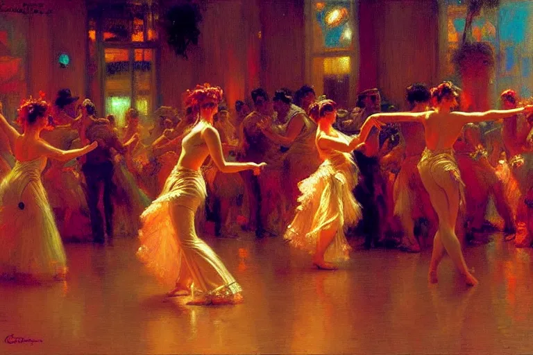 Image similar to dance festival, summer, neon light, painting by gaston bussiere, craig mullins, j. c. leyendecker