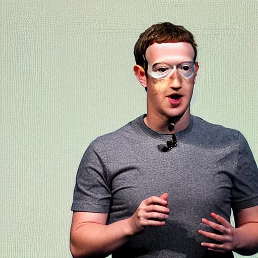 Image similar to mark zuckerberg introducing the Facebook Frog: a live frog