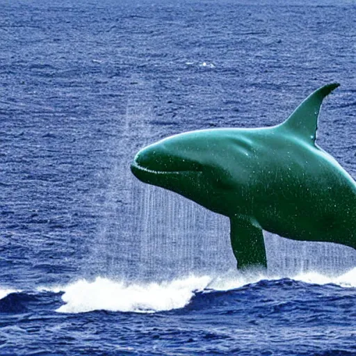 Prompt: photo of a microscopic green whale