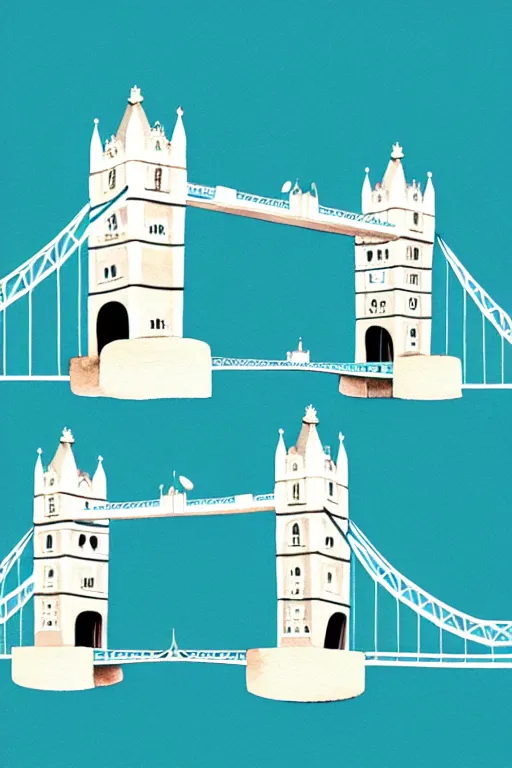 Image similar to minimalist watercolor art of london tower bridge, illustration, vector art