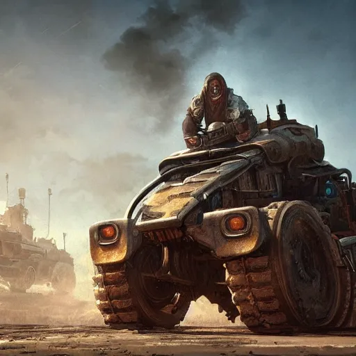 Prompt: crossout, hyper realistic, very detailed, realistic lighting, dark fantasy, 4 k, in the style of greg rutkowski,