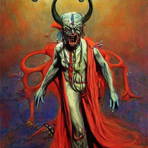 Prompt: the concept of self - loathing, the demon within, airbrush art, shamanic dmt horror art, by edwin austin abbey