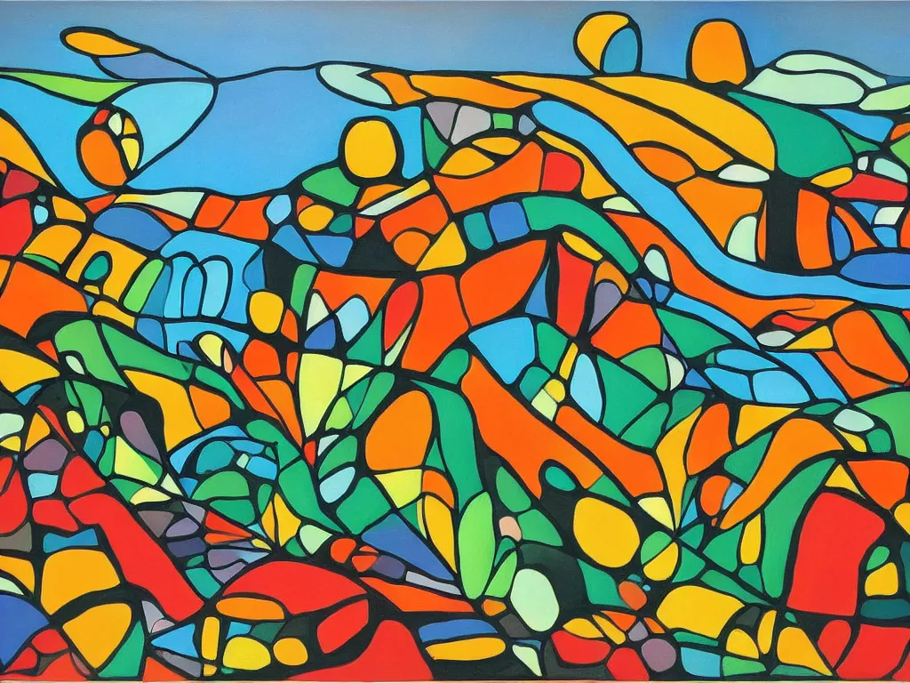 Image similar to a beautiful landscape painting by norval morriseau, trending on arstation