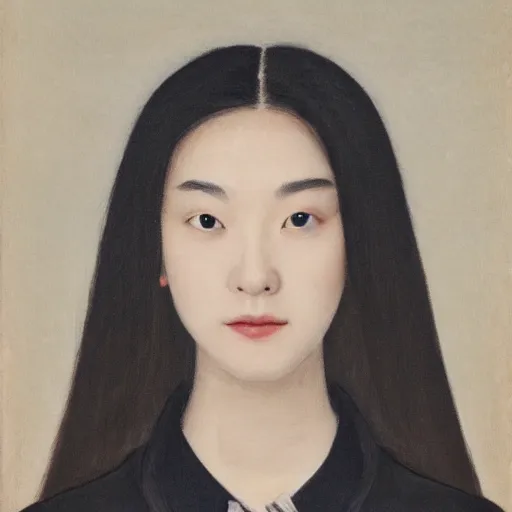 Image similar to a masterpiece portrait photo of a beautiful young woman who looks like a american ziyi zhang, symmetrical face