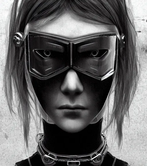 Image similar to detailed realistic female character cyberpunk wearing thick technological collar around neck, realistic, art, beautiful, 4K, collar, choker, collar around neck, punk, artstation, detailed, female, woman, choker, cyberpunk, neon, punk, collar, choker, collar around neck, thick collar, tight around neck, punk,