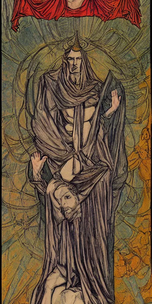 Prompt: the high priestess tarot card by austin osman spare