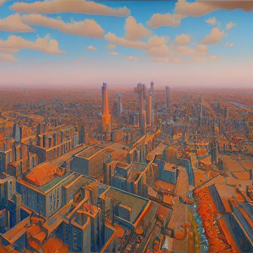 Prompt: a funky city, painted by rene magritte and donato giancola and greg rutkowski, digital painting, 4 k