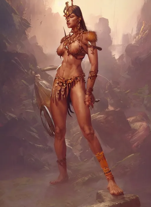 Image similar to A beautiful digital painting of an amazonian warrior, by Stanley Artgerm Lau, frank frazetta, Rossdraws, James Jean, gerald brom, Andrei Riabovitchev, Marc Simonetti, and Sakimichan, trending on artstation, SFW version