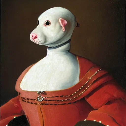 Image similar to humanoid mole rat dressed in 1 7 0 0 s royal attire, oil painting