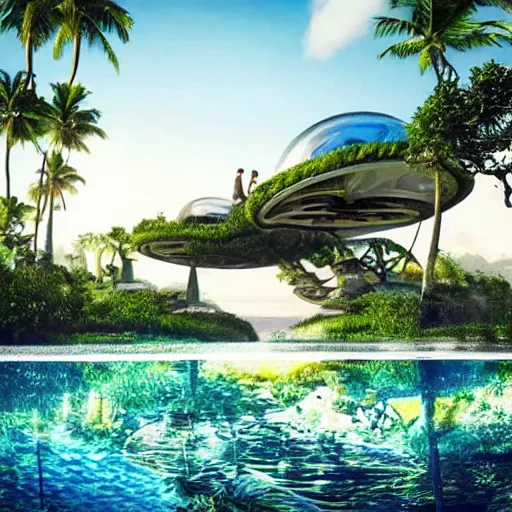 Image similar to futuristic bali island in the year 2 0 5 0, perfect faces