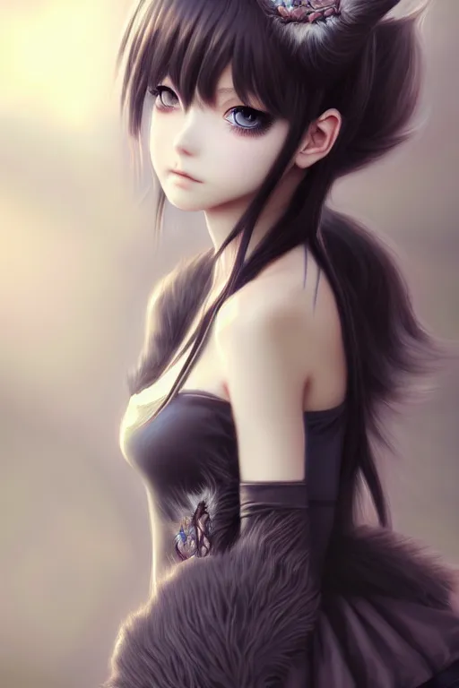 Image similar to ultra realistic, beautiful young catgirl, dress, modern anime, fantasy, eerie, intricate details, atmospheric, elegant, super highly detailed, professional digital painting, artstation, concept art, 8k, art by artgerm and eiichiro oda and koyoharu gotouge