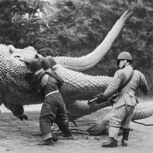 Image similar to photo of Japanese dogfighters fighting a giant oriental dragon, world war 2, Color,