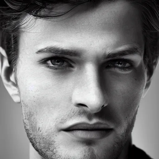 Image similar to closeup portrait of attractive young male, zeiss lens, detailed, symmetrical, centered, fashion photoshoot, by Annie Leibovitz and Steve McCurry, David Lazar, Jimmy Nelsson, Breathtaking, 8k resolution, extremely detailed, beautiful, establishing shot, artistic, hyperrealistic, beautiful face, octane render