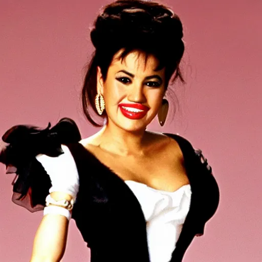 Prompt: Selena Quintanilla as the nanny Fran Fine