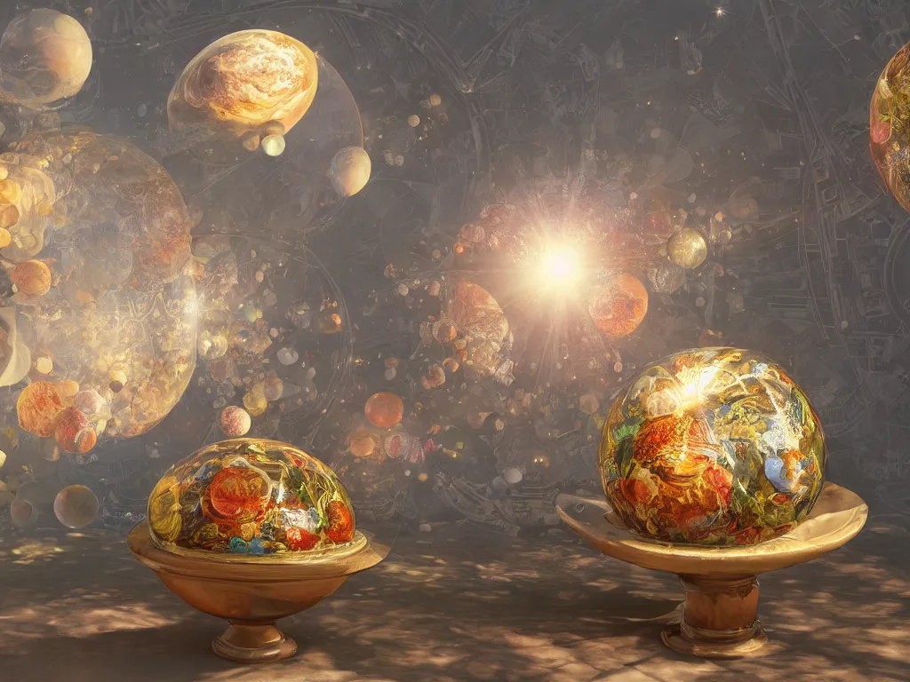 Prompt: 3 d render, sunlight study, the universe is a spheroid region 7 0 5 meters in diameter, sunlight study, art nouveau, 3 d render, by jan davidz de heem and ( ( hans zatzka ) ) and ( ( ( ( ( lisa frank ) ) ) ) ), 8 k, sharp focus