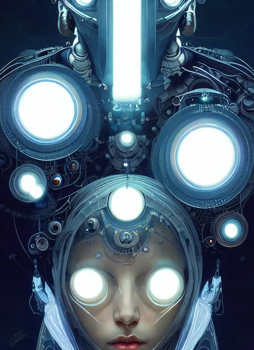 Image similar to symmetry!! portrait of alien, sci - fi, tech wear, steam punk, multiple eyes, glowing lights!! intricate, elegant, highly detailed, digital painting, artstation, concept art, smooth, sharp focus, illustration, art by artgerm and greg rutkowski and alphonse mucha