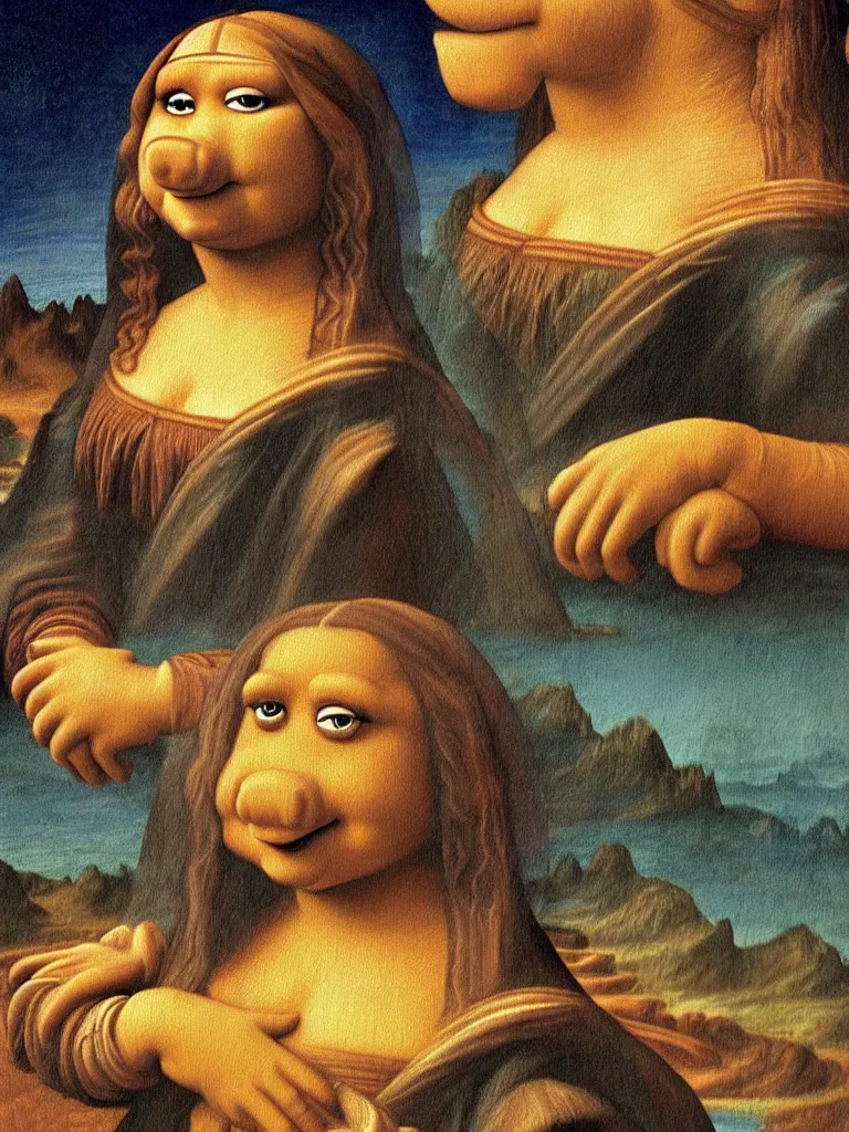 Image similar to Miss Piggy as the Mona Lisa painting by Leonardo da Vinci, ultra detailed, 8k ultrarealistic