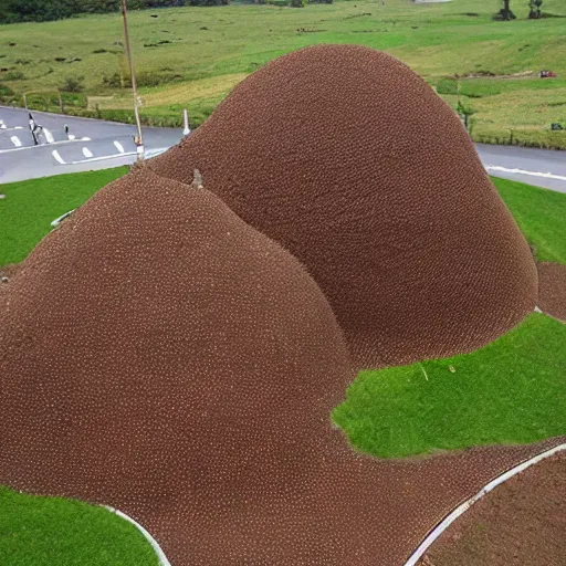 Image similar to a giant anthill in the shape of a school