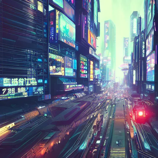 Prompt: A gigantic, sprawling cyberpunk megacity, Tokyo, night, unreal engine, octane render, ray tracing, realistic, highly detailed, cinematic, hyper realism, high detail, synthwave, concept art, award winning