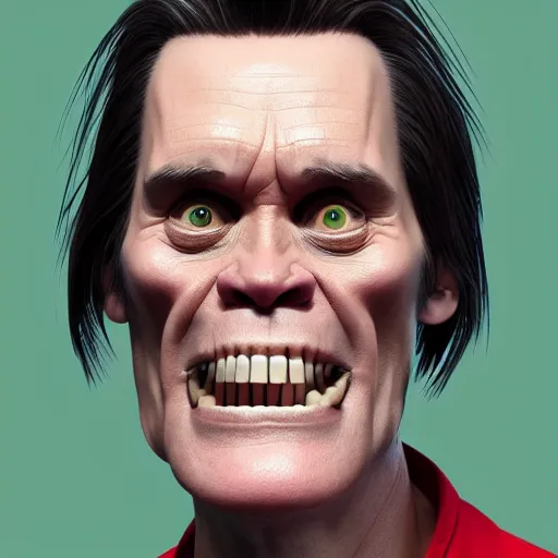 Image similar to jim carrey is fused into a meat stick, hyperdetailed, artstation, cgsociety, 8 k